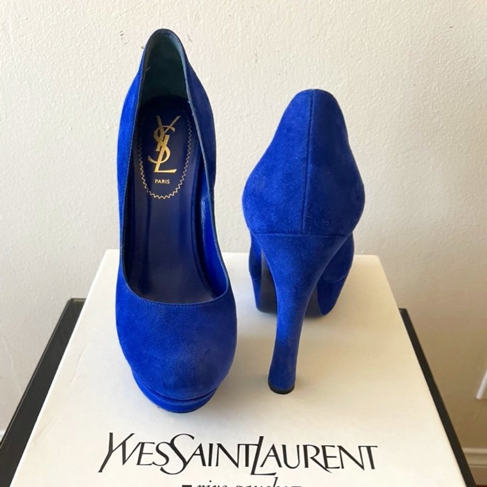 AUTHENTIC YSL, SIZE 37 COLBALT BLUE PALAIS PUMP